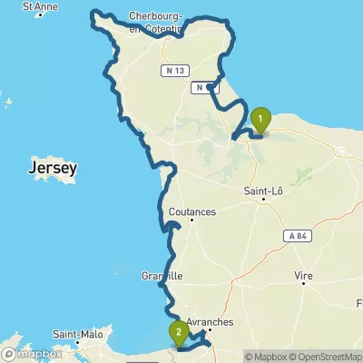 Carte du parcours GR223 Tour du Cotentin