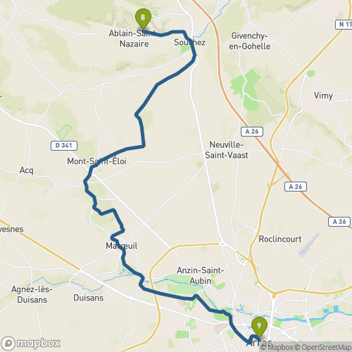 Carte du parcours Ablain-St-Nazaire