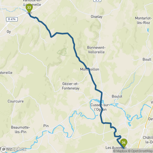 Carte du parcours Bucey-les-Gy