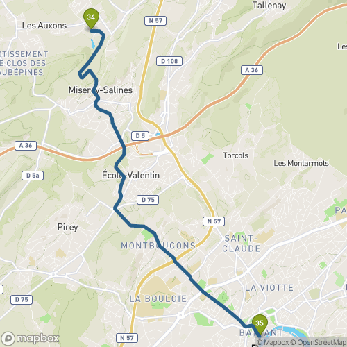 Carte du parcours Auxon