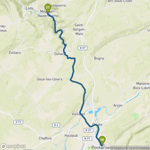 Carte du parcours Mouthier-Haute-Pierre