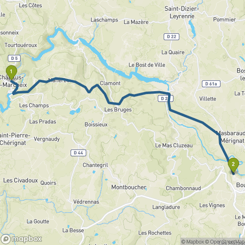 Carte du parcours Châtelus-le-Marcheix