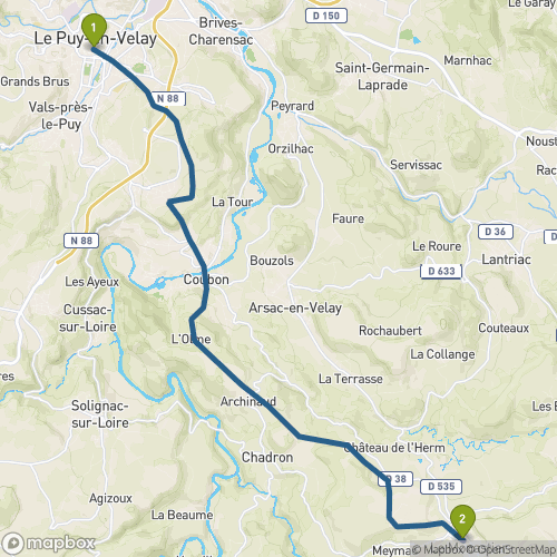 Carte du parcours Le Puy en Velay