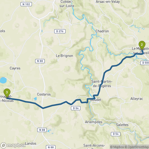 Carte du parcours Le Monastier sur Gazeille