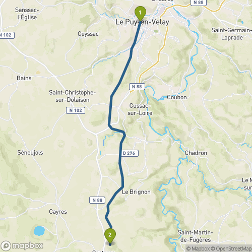 Carte du parcours Le-Puy-en-Velay