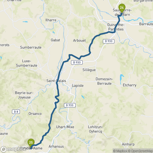 Carte du parcours Sauveterre de Béarn