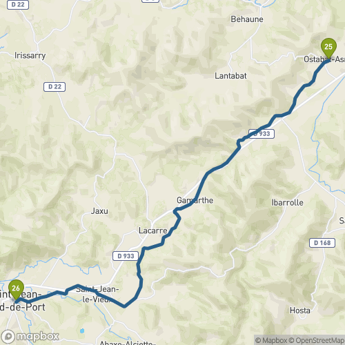 Carte du parcours Ostabat