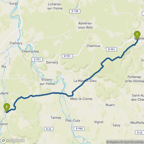 Carte du parcours Vézelay