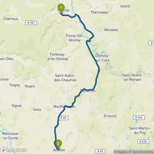 Carte du parcours Vezelay