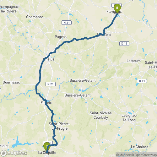 Carte du parcours Flavignac