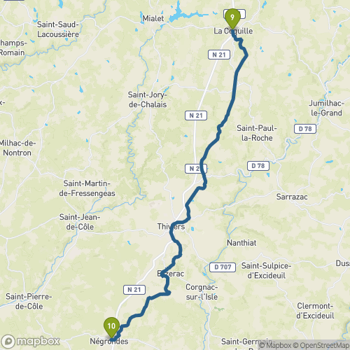 Carte du parcours La Coquille
