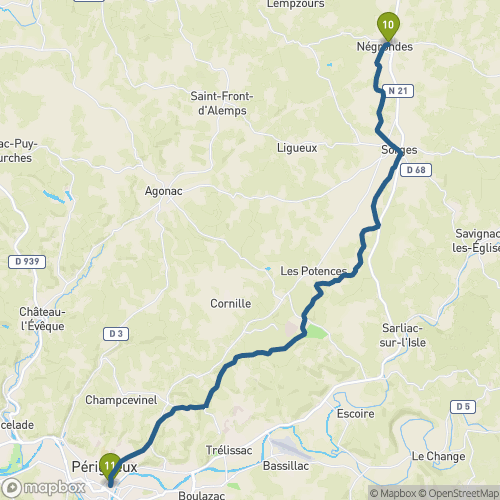 Carte du parcours Negrondes
