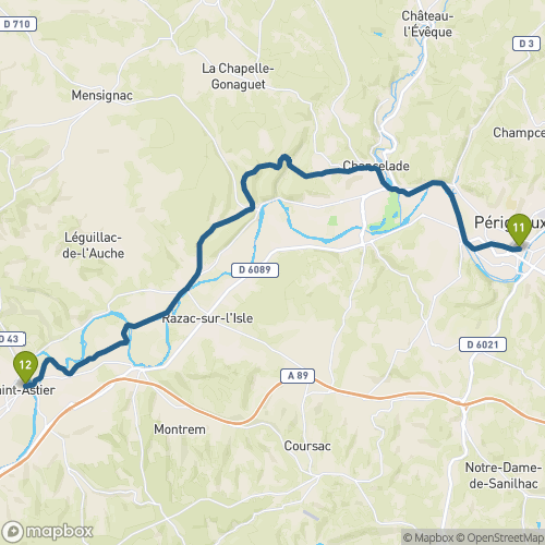 Carte du parcours Périgueux