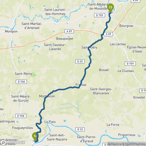 Carte du parcours Mussidan