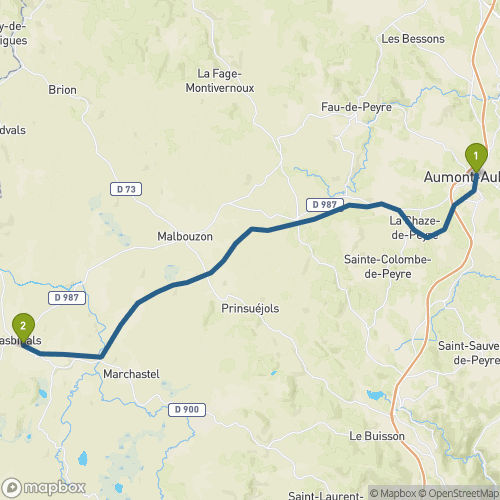 Carte du parcours Aumont-Aubrac