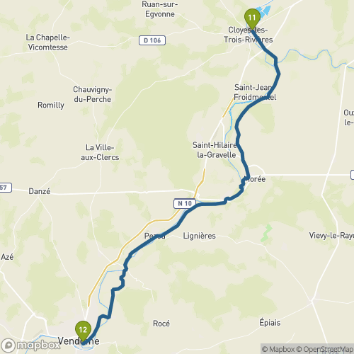 Carte du parcours Cloyes-les-Trois-Rivières
