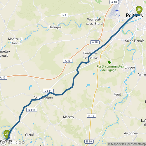 Carte du parcours Poitiers