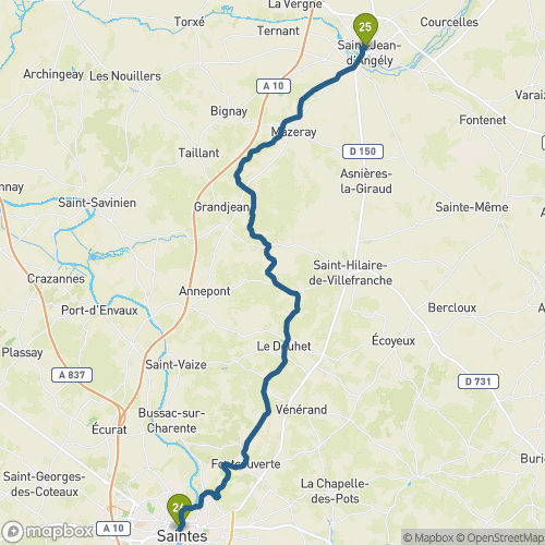 Carte du parcours St-Jean-d’Angély