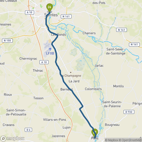 Carte du parcours Saintes