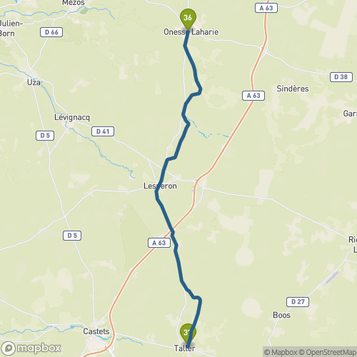 Carte du parcours Onesse-et-Laharie