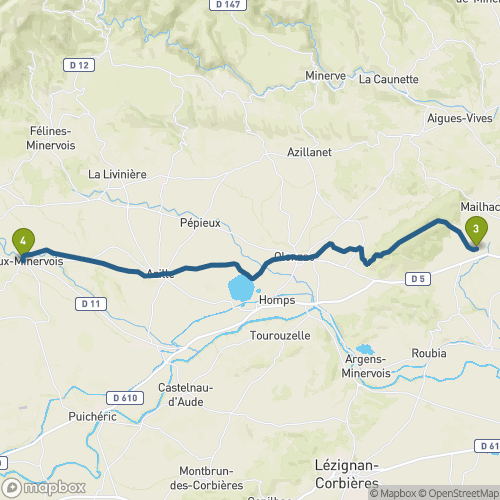 Carte du parcours Pouzols-Minervois