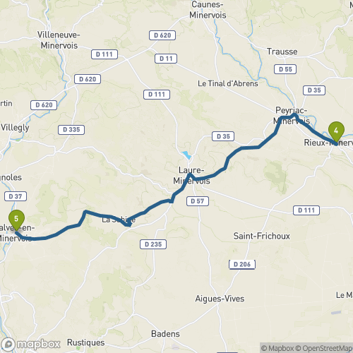 Carte du parcours Rieux-Minervois