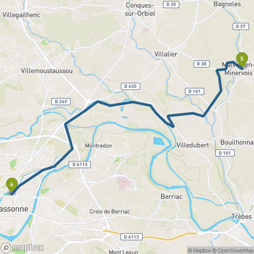 Carte du parcours Malves-en-Minervois