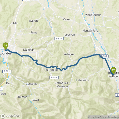Carte du parcours Bagnères-de-Bigorre