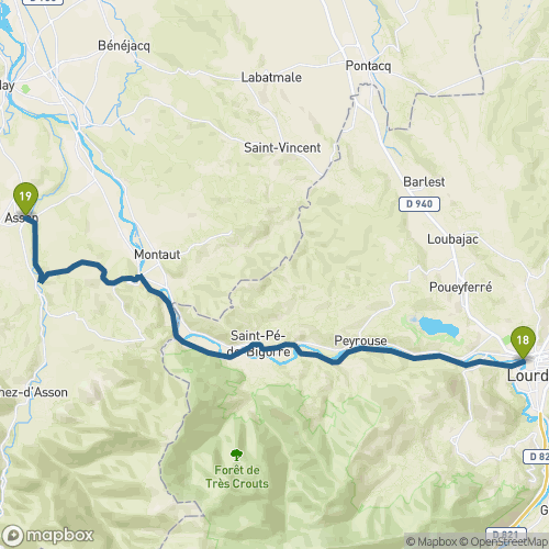 Carte du parcours Lourdes