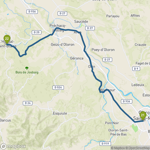 Carte du parcours Oloron-Ste-Marie