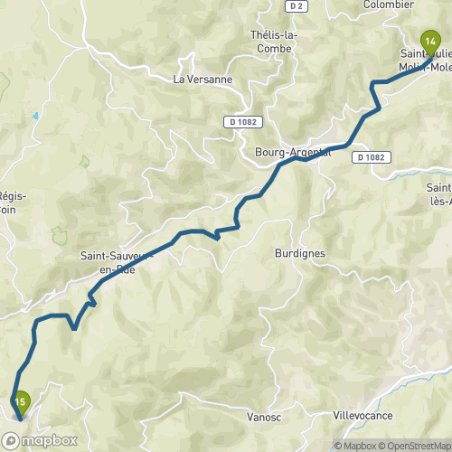 Carte du parcours St Julien Molin Molette
