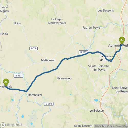 Carte du parcours Aumont Aubrac