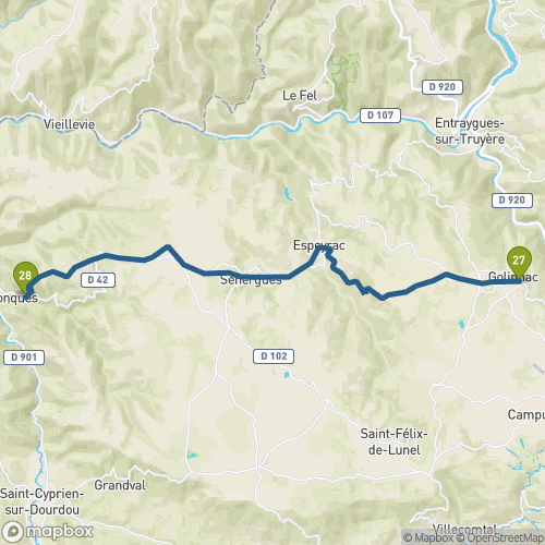 Carte du parcours Golinhac