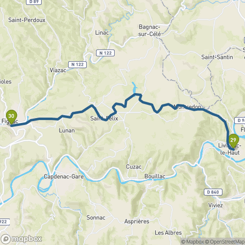 Carte du parcours Livinhac le Haut