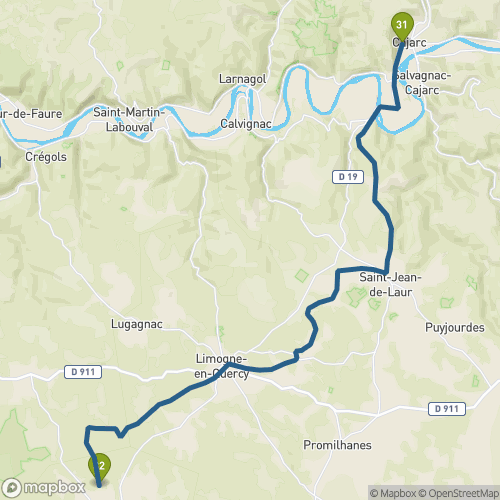 Carte du parcours Cajarc