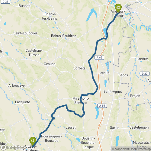 Carte du parcours Aire sur Adour