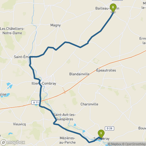 Carte du parcours Bailleau-le-Pin
