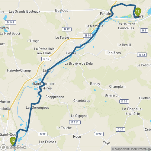 Carte du parcours Fréteval