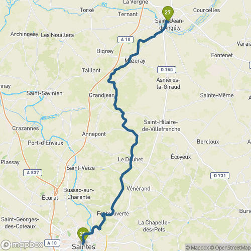 Carte du parcours Saint-Jean-d’Angély