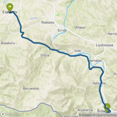 Carte du parcours Bidarray