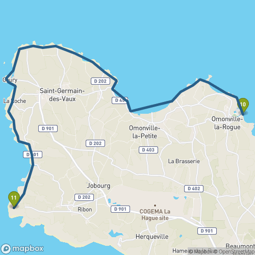 Carte du parcours Omonville-la-Rogue