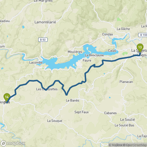 Carte du parcours La Salvetat sur Agout