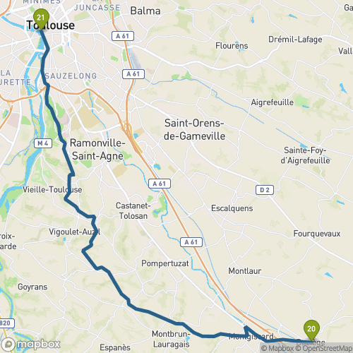 Carte du parcours Baziège