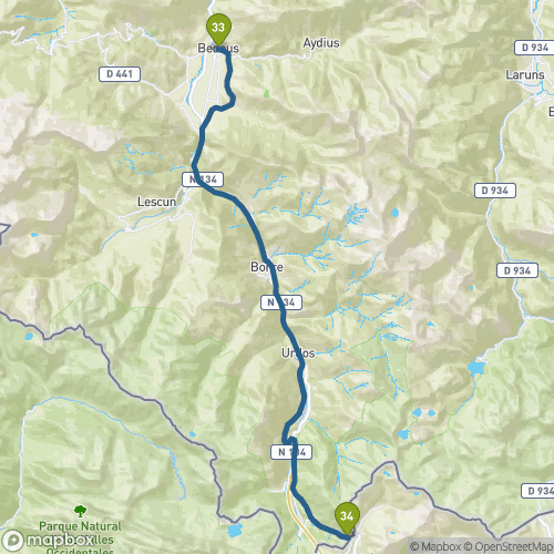 Carte du parcours Bedous