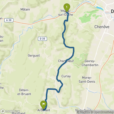 Carte du parcours Velars sur Ouche