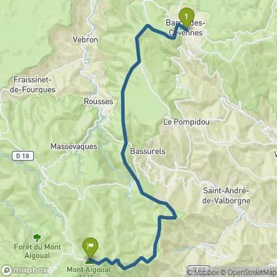 Carte du parcours Barre-des-Cévennes