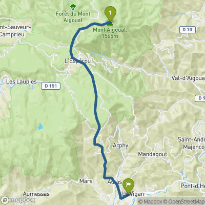 Carte du parcours Mont-Aigoual