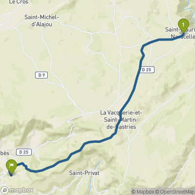 Carte du parcours St-Maurice-Navacelles